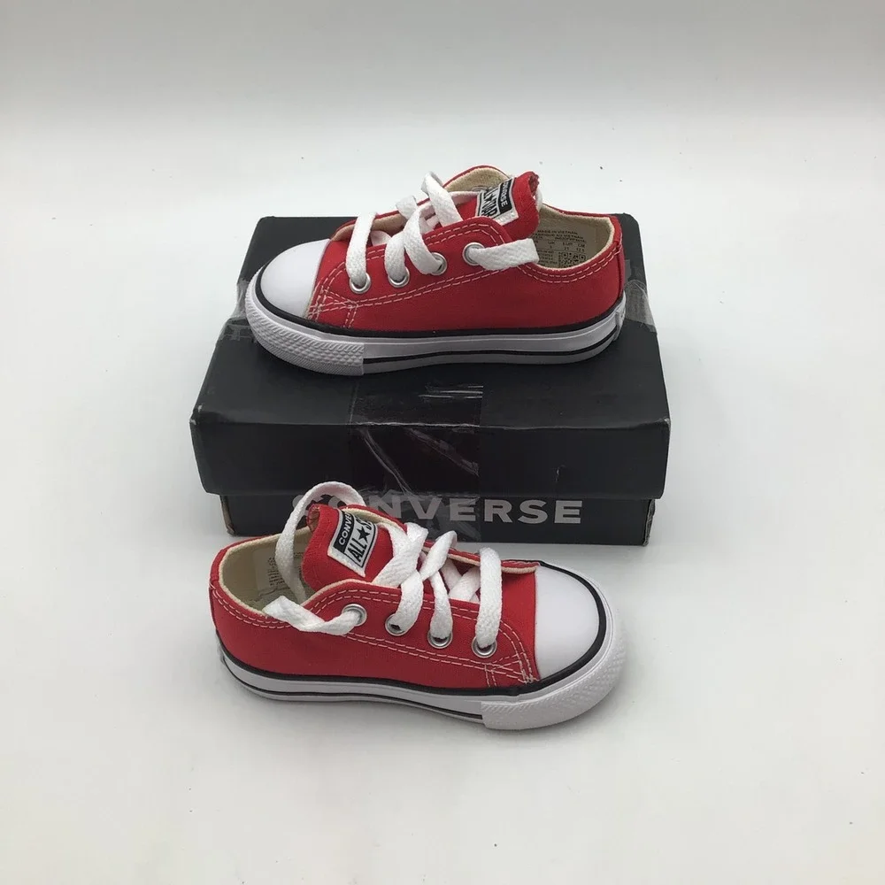 Converse Chuck Taylor All Star Infant Size 5 Red Low Top Sneakers 7J236 NEW